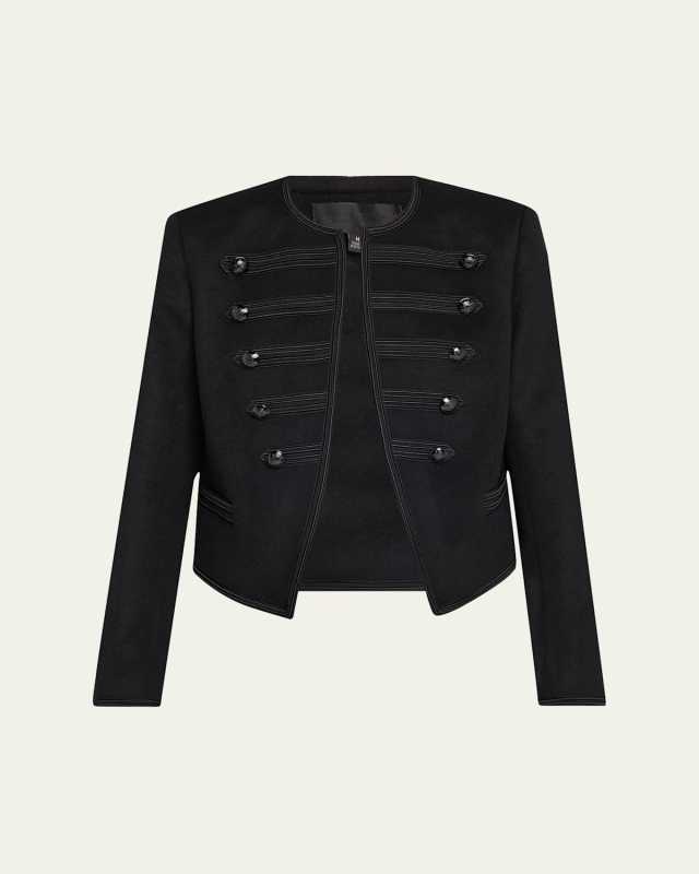 Joni Open-Front Shrunken Virgin Wool Jacket